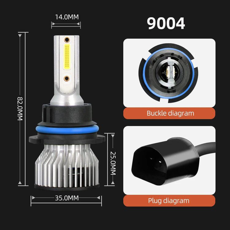 Faróis de LED Vmstrore10 com 30000LM, luz branca 6000K, para carros, com lâmpadas H4, H7, H11, HB3, HB4, 12V, alta potência