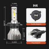 Lâmpadas de farol de LED VMstore10 para carro, 30000LM, luz 6000K, compatíveis com H4, H7, H11 e outros modelos de veículos.