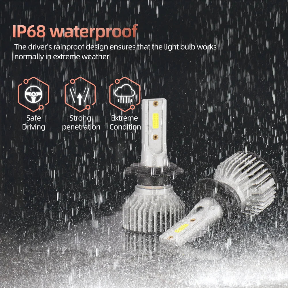 Lâmpadas de farol de LED Vmstore10 30000LM H4 H7 H11 9005 9006 para carro, luz branca 6000K para neblina e faróis.