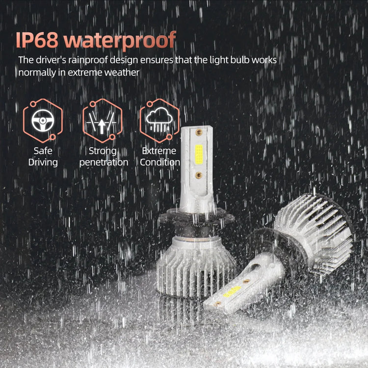 Lâmpadas de farol de LED Vmstore10 30000LM H4 H7 H11 9005 9006 para carro, luz branca 6000K para neblina e faróis.